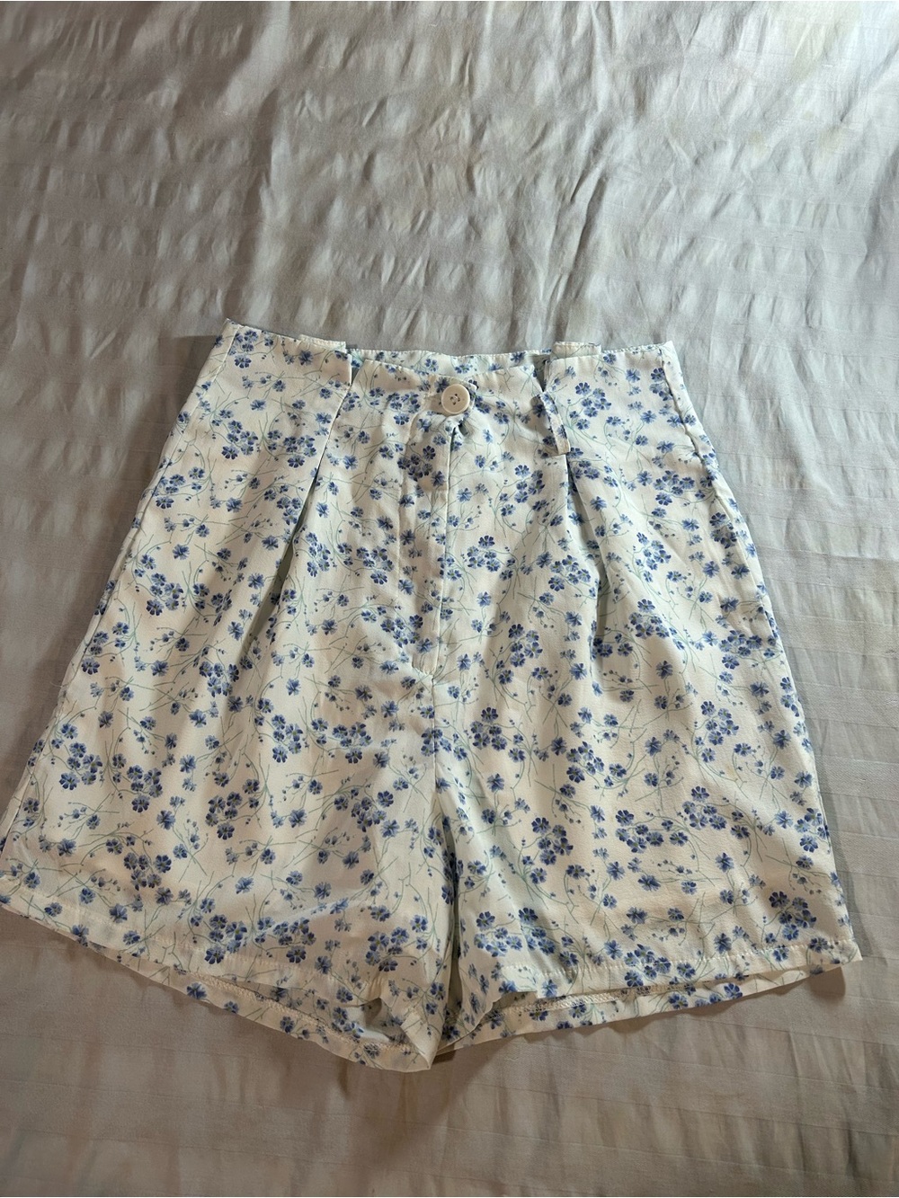 SHEIN White Shirt with Blue and Green Floral Print